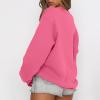 IEPOFG Women's Oversized Sweatshirt Teen Girls Long Sleeve Round Neck Hoodies Fall Fashion Pullover Comfy Outfits Blouse Tops Hot Pink view 3