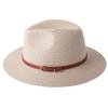 Women Wide Brim Casual Straw Hats with Belt Buckle Panama Jazz Hat Breathable Beach Sun Cap Beige 56-58CM view 2