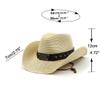 100% Paper Straw Western Hat for Women Men Wide Brim Summer Panama Sun Hat Hombre Hats Khaki 56-58CM view 2