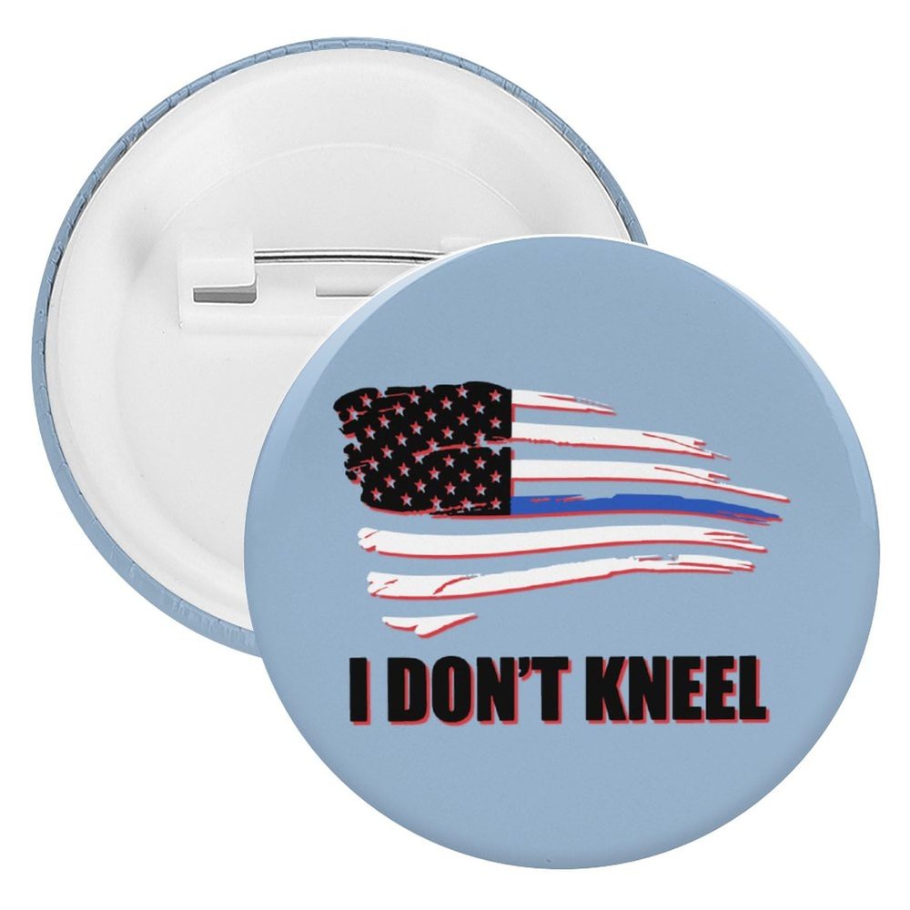 I Don't Kneel Blue Line Flag Pin Buttons Round Cute Brooch Pins Badges Lapel Pins 1PCS