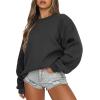 IEPOFG Women's Oversized Sweatshirt Teen Girls Long Sleeve Round Neck Hoodies Fall Fashion Pullover Comfy Outfits Blouse Tops Black view 2