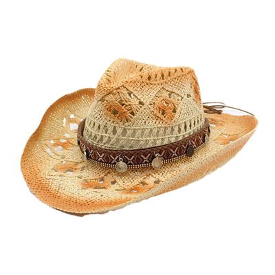 Paper Hat Handmade Breathable Beach Cap Summer Wide Brim Travel Sun Hat 03 56-58CM