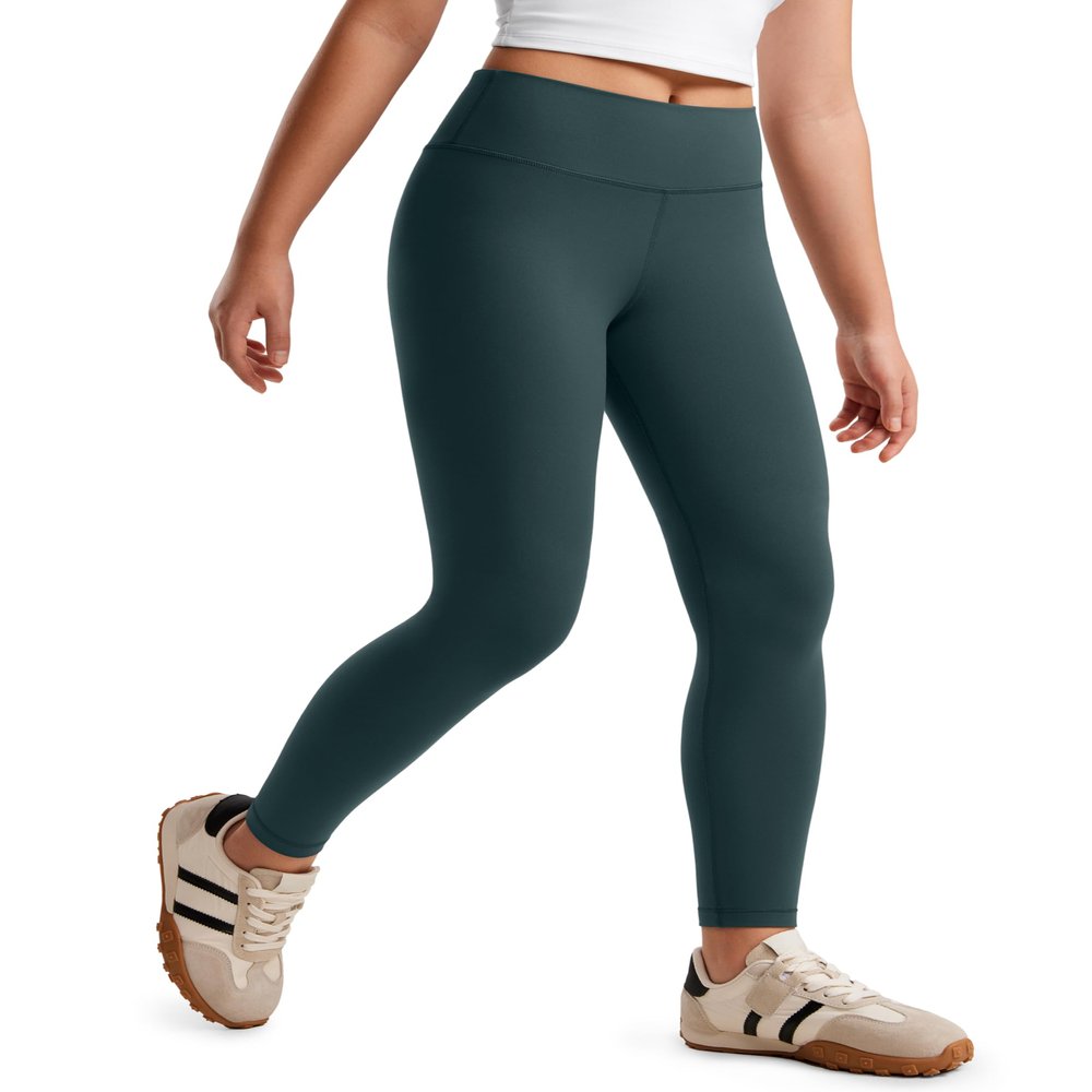 CRZ YOGA Girls Butterluxe Full Length Yoga Leggings - Athletic Sports Casual Pants High Waist Tights Kids Teen Forest Dark Green Large