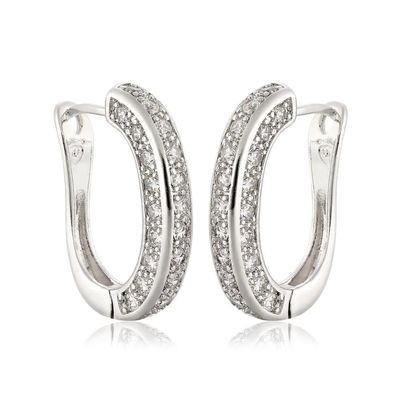 Women's Fashion Earrings Round Silver Zircon