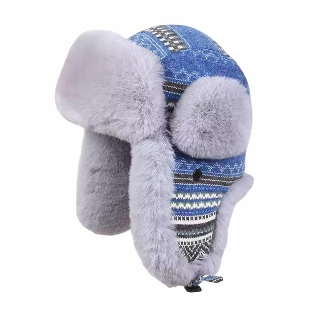 UEAUY Unisex Hunting Hat Faux Fur Hat Winter Outdoor Cycling Ski Trapper Hunting Hat Blue Small