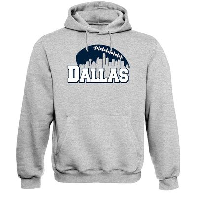 Xtreme Apparrel Dallas City Skyline Men's Hoodie Sweatshirt for Football Fans (Sport Grey Hoodie, L)