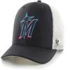 47 MLB Team Color Primary Logo Mesh Trucker Snapback Adjustable Hat Cap, Adult One Size Fits All - Miami Marlins Black view 1