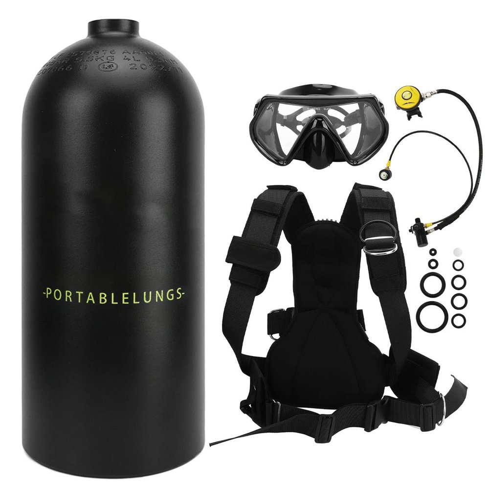Haofy Diving Oxygen Cylinder, 30 to 50 Minutes Breathing Aviation Aluminum Kit for Underwater Entertainment (Black)