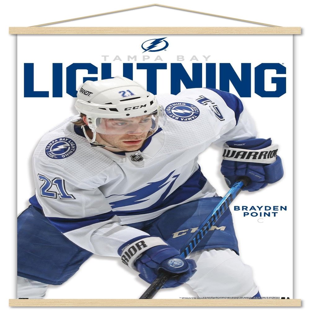 Trends International NHL Tampa Bay Lightning - Brayden Point Feature Series 23 Wall Poster, 22.37" x 34.00", Premium Print and Beechwood Hanger Bundle