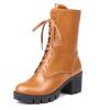 SACFOF Women's Chunky Heel Combat Ankle Bootie Fashion Lace up High Chunky Platform Heel Combat Booties view 1