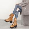 SACFOF Women's Chunky Heel Combat Ankle Bootie Fashion Lace up High Chunky Platform Heel Combat Booties view 2