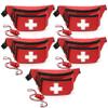 EMS XTRM Lifeguard Fanny Pack Red with Whistle Lanyard - Baywatch Style First Aid Hip Pack, Adjustable Strap, Cross Logo + Zipper Pouch, 5 Pack view 1