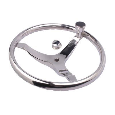 UNKOMN Boat Rudder 15.5" Stainless Steel Destroyer Rim Steering Wheel 3 Spokes Marine Boat Yacht Kayaks Accessories Steering Wheels