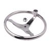 UNKOMN Boat Rudder 15.5" Stainless Steel Destroyer Rim Steering Wheel 3 Spokes Marine Boat Yacht Kayaks Accessories Steering Wheels view 1