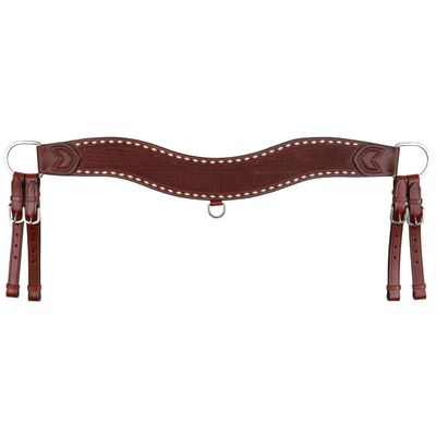 Showman Basketweave Tooled Leather Tripping Collar w/White Buckstitch