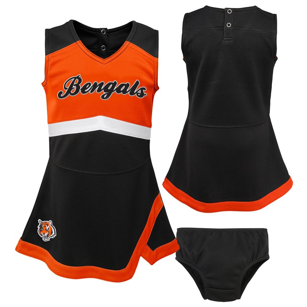 Outerstuff Girls Toddler Black Cincinnati Bengals Cheer Captain Dress with Bloomers