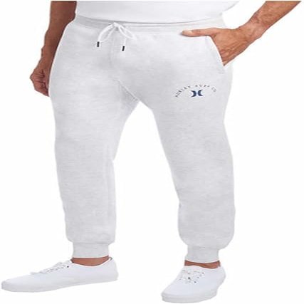 Hurley Men's Boxed Logo Fleece Jogger (Medium, White)