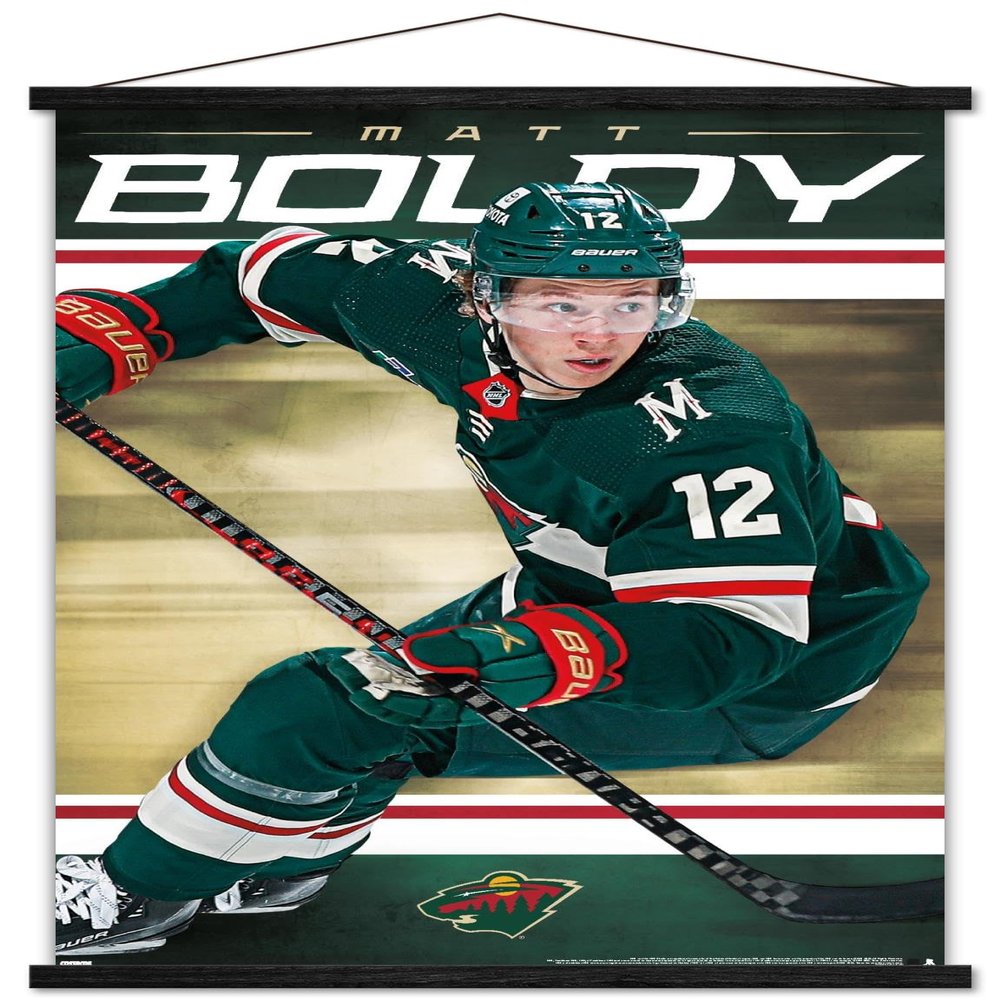 Trends International NHL Minnesota Wild - Matt Boldy 23 Wall Poster, 22.37" x 34.00", Premium Print and Black Hanger Bundle
