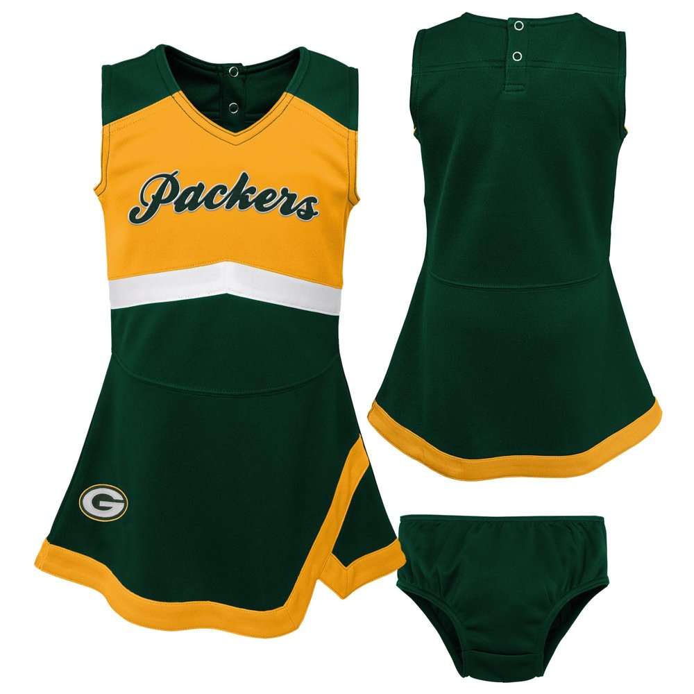 Outerstuff Girls Toddler Green Green Bay Packers Cheer Captain Dress with Bloomers