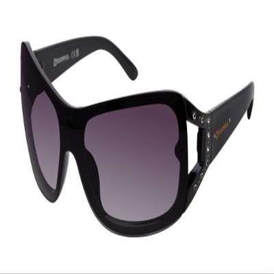 Southpole Women's 1098SP Embellished Wrap UV400 Protective Rectangular Sunglasses. Cool Gifts for Her, 59 mm, Black