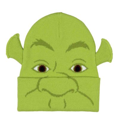 Bioworld Shrek Costume Beanie Green Ogre Character Face Cuff Knit Beanie Hat w/ 3D Ears