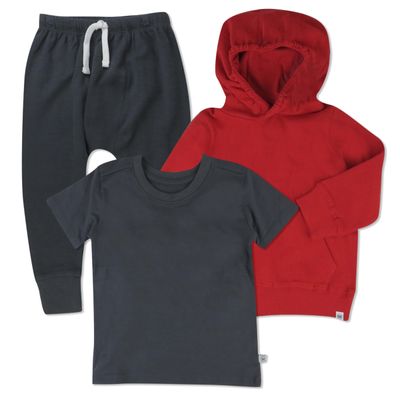 HonestBaby Holiday Outfit Sets Tops and Bottoms 100% Organic Cotton for Baby and Toddler Boys, Unisex, Black Night, 2T