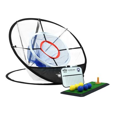 Wedge Master Golf Training Aid Yard Game | Chipping Net & Hitting Mat with Indoor Golf Balls (Wedge Master Original)