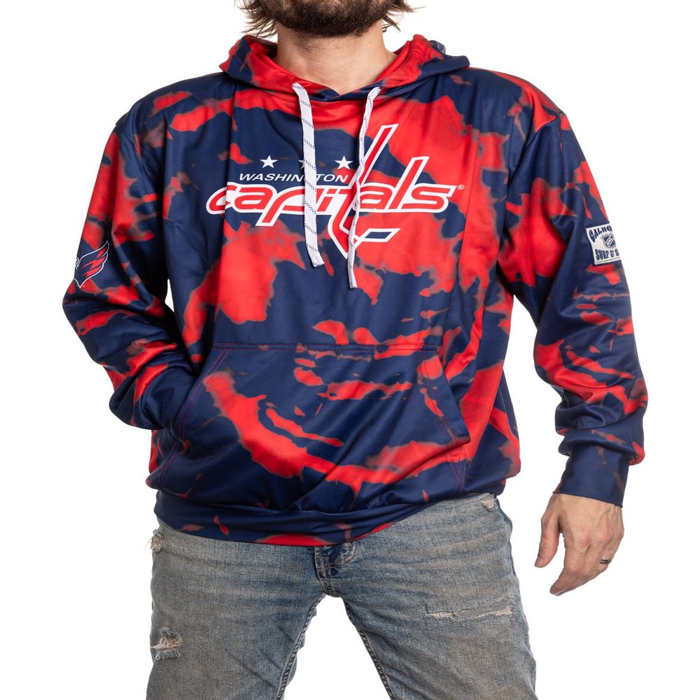 Calhoun NHL Surf & Skate Mens Tie Dye Sublimation Pullover Hoodie (Washington Capitals, XX-Large)
