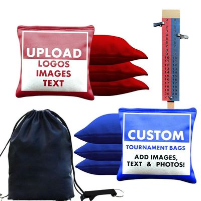 Beerpongtoss Tournament & Pro Custom Cornhole Bags, Personalized Cornhole Bean Bags for Your Loved Ones, Flag, State, College, Includes Score Tower and Carry Case (8, Tournament Custom Cornhole Bags)