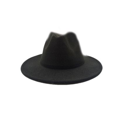 Classic Wide Brim Women Men Fedora Hat with Belt Buckle Felt Panama Hat Jazz Hat Church Hat 21 56-58cm