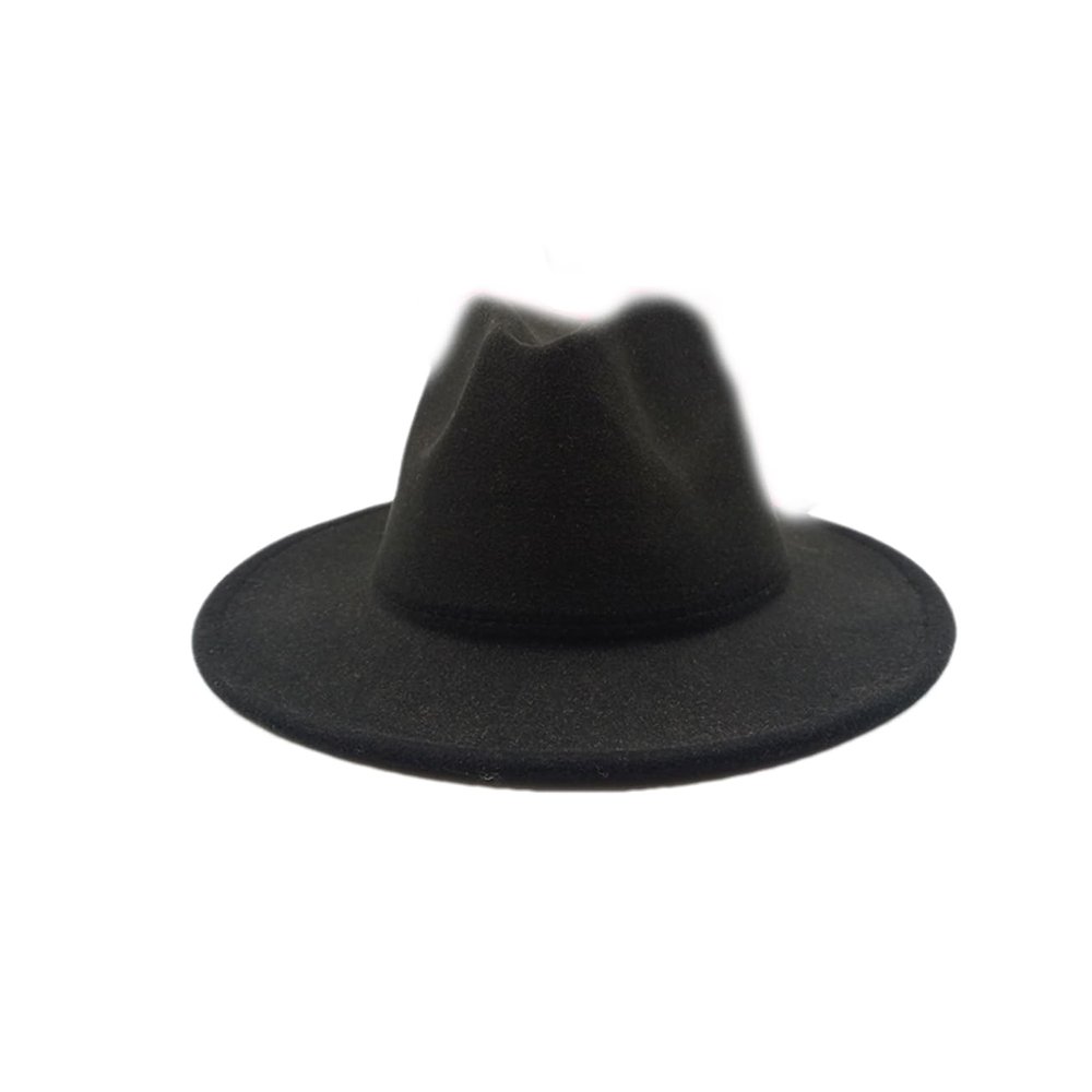 Classic Wide Brim Women Men Fedora Hat with Belt Buckle Felt Panama Hat Jazz Hat Church Hat 21 56-58cm