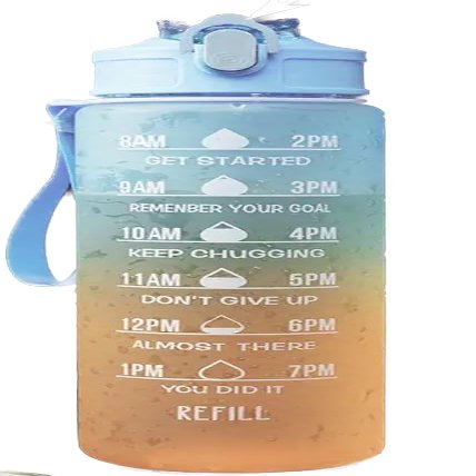 32oz/900mL Motivational Water Bottle With Straw & Time Marker, Daily Water Intake Bottle With Carrying Strap For Fitness,Gym,School, Yoga, Hiking and Travel (Blue-Yellow)