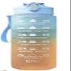 32oz/900mL Motivational Water Bottle With Straw & Time Marker, Daily Water Intake Bottle With Carrying Strap For Fitness,Gym,School, Yoga, Hiking and Travel (Blue-Yellow) view 1