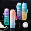 32oz/900mL Motivational Water Bottle With Straw & Time Marker, Daily Water Intake Bottle With Carrying Strap For Fitness,Gym,School, Yoga, Hiking and Travel (Blue-Yellow) view 2