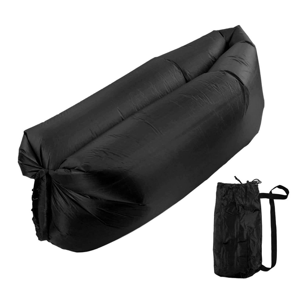 Haofy Inflatable Lounger Air Sofa, Foldable Easy Inflation Abrasion Comfortable Inflatable Sofa Portable for Outdoor (Black)