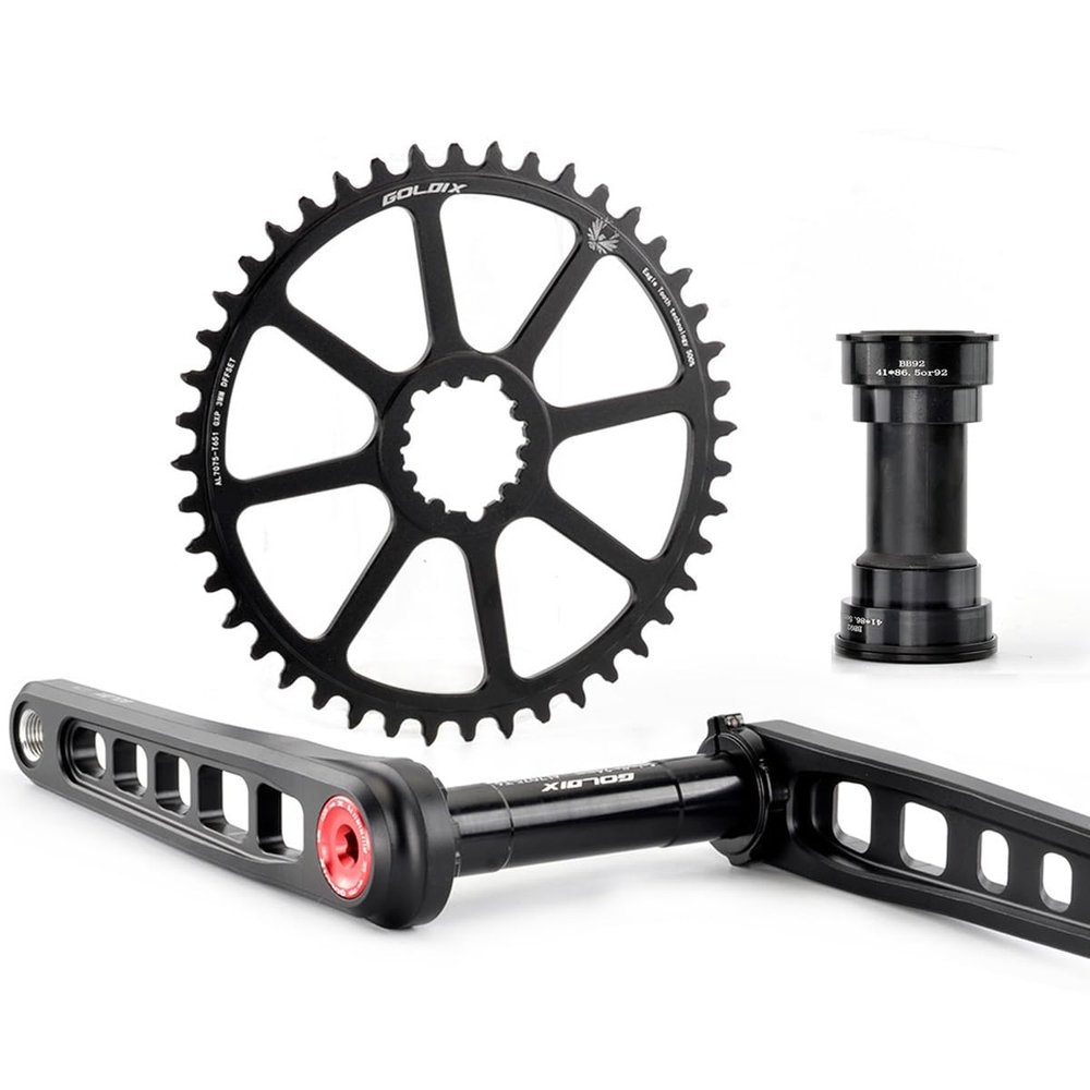 NaLsa MTB Crankset 40T 42T 44T 46T 48T Single Speed Round Chainring GXP Cranksets Hollow Integrated 165/170/172.5/175 Mm with Bottom Bracket (Color : 46T, Size : 172.5mm)