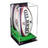Better Display Cases Acrylic Rugby Ball Display Case Vertical with Mirror Case, Purple Risers, Wall Mount and Turf Base 8" x 8" x 12" (A060/B03) view 1
