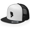 RIVEMUG Bass King Trucker Hat Flat Bill High Crown Adjustable Fishing Cap Black/White/Black view 1