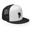 RIVEMUG Bass King Trucker Hat Flat Bill High Crown Adjustable Fishing Cap Black/White/Black view 4