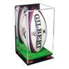 Better Display Cases Acrylic Rugby Ball Display Case Vertical with Mirror Case, Red Risers, Wall Mount and Turf Base 8" x 8" x 12" (A060/B03) view 1