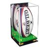 Better Display Cases Acrylic Rugby Ball Display Case Vertical with Mirror Case, Yellow Risers, Wall Mount and Turf Base 8" x 8" x 12" (A060/B03) view 1