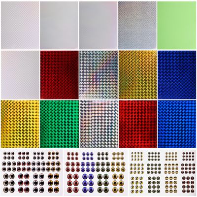 OROOTL Fishing Lure Stickers Eyes Kit, Assorted Holographic Adhesive Flash Lure Tapes 3D/4D/5D Fishing Eyes Reflective Film Stickers for Fly Tying DIY Materials, 303pcs