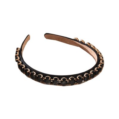 Alloy Inlaid Diamonds Super Flash Headband Thin Edge wash face Make-up Hairpin Hair Band Prom Catwalk Decorations (Color : Black, Size : 1.4cm)