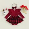 Mubineo Toddler Baby Girl Infant Plain T Shirts Plaid Overall Skirt Set Cotton Outfits (Ccg Red Plaid, 12-18 Months) view 2