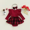 Mubineo Toddler Baby Girl Infant Plain T Shirts Plaid Overall Skirt Set Cotton Outfits (Ccg Red Plaid, 12-18 Months) view 3