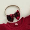 Mubineo Toddler Baby Girl Infant Plain T Shirts Plaid Overall Skirt Set Cotton Outfits (Ccg Red Plaid, 12-18 Months) view 4