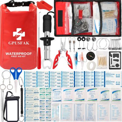 GPUSFAK 110 Pieces Boat Emergency Kit 2-in-1 Waterproof First Aid Kit