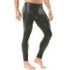 YOOBNG Men's Faux Leather Thermal Underwear Bottoms Leggings Long Trousers Skinny Bottoms Stretchy Yoga Pants Clubwear Matte Black view 1