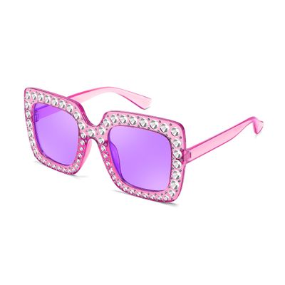 FEISEDY Kids Sunglasses for Girls Oversized Square Sparkling Party Sun Glasses Lightweight Fashion Shades B0053