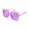 FEISEDY Kids Sunglasses for Girls Oversized Square Sparkling Party Sun Glasses Lightweight Fashion Shades B0053 view 1
